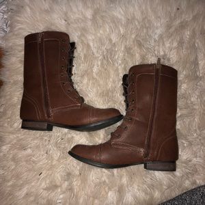 Brown combat boots